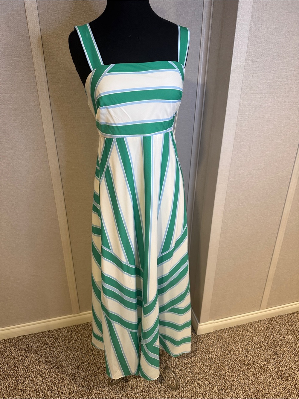 Eliza J Green and White Striped Women’s Maxi Dress Size XS